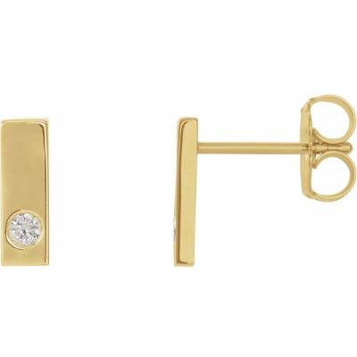 14K Yellow Gold .06 CTW Diamond Bar Earrings