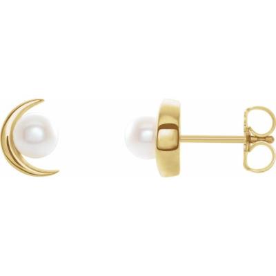 14K Yellow Gold Freshwater Cultured Pearl Earrings  