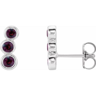 14K White Mozambique Garnet Ear Climbers   