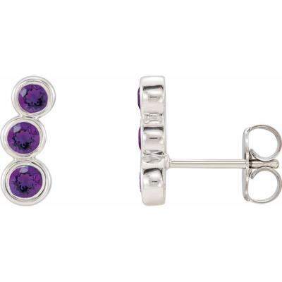 Sterling Silver Amethyst Ear Climbers    