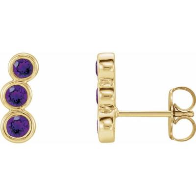 14K Yellow Gold Amethyst Ear Climbers    