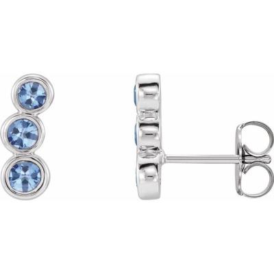 14K White Aquamarine Ear Climbers    