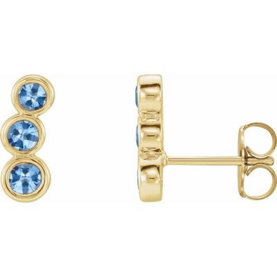 14K Yellow Gold Aquamarine Ear Climbers    