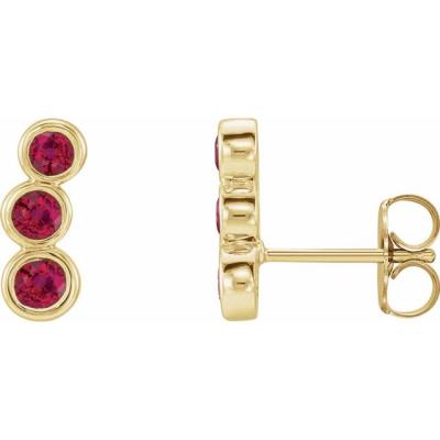 14K Yellow Gold Chatham® Created Ruby Ear Climbers  