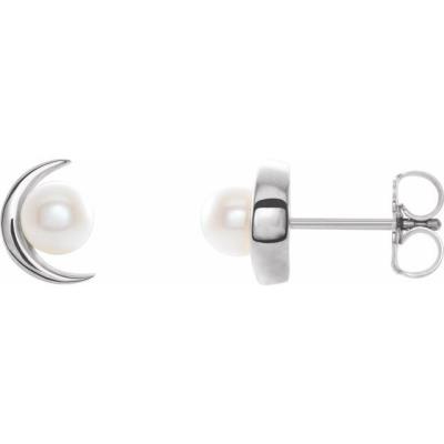 14K White Freshwater Cultured Pearl Earrings  