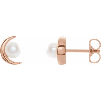 14K Rose Freshwater Cultured Pearl Earrings  
