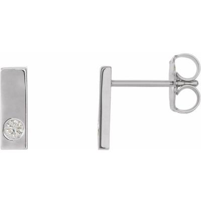 Sterling Silver .06 CTW Diamond Bar Earrings