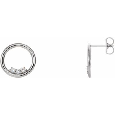 14K White 1/6 CTW Diamond Circle Earrings   