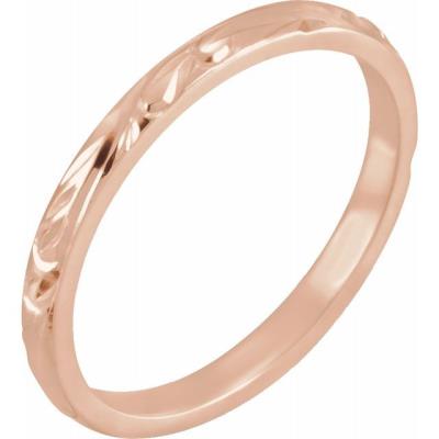 14K Rose 2 mm Design-Engraved Band Size 5