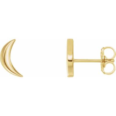 14K Yellow Gold Crescent Moon Earrings   