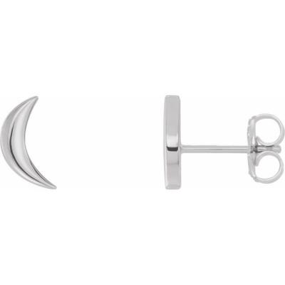Platinum Crescent Moon Earrings   