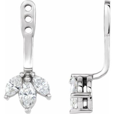 Platinum 1/4 CTW Diamond Cluster Front-Back Earring Jackets 