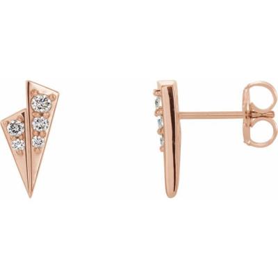 14K Rose 1/6 CTW Diamond Geometric Earrings 