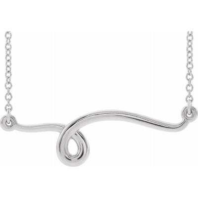 14K White Freeform Bar 18" Necklace 