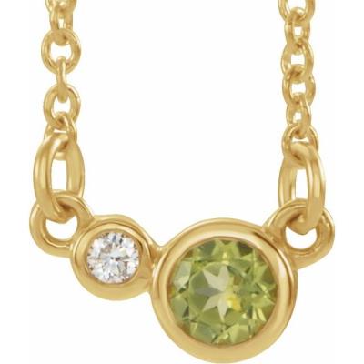 14K Yellow Gold Peridot & .02 CTW Diamond 18" Necklace           