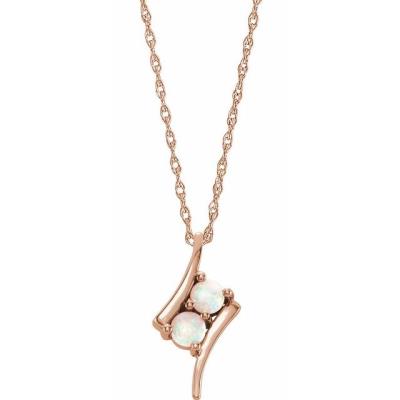 14K Rose Opal Two-Stone 16-18" Necklace 