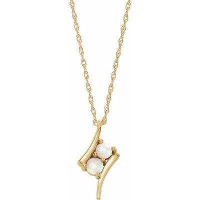 14K Yellow Gold Opal Two-Stone 16-18" Necklace 