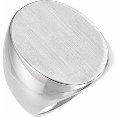 Mens 14K White 27x19 mm Oval Signet Ring