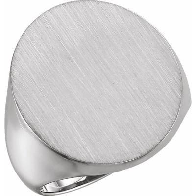 Mens Sterling Silver 22x20 mm Oval Signet Ring