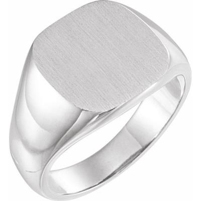 Mens Sterling Silver 14 mm Square Signet Ring