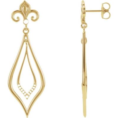 14K Yellow Gold 1/10 CTW Diamond Fleur-de-lis Earrings