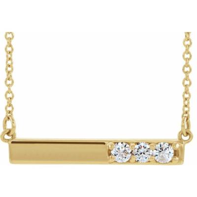 14K Yellow Gold 1/5 CTW Diamond Bar 16-18" Necklace 