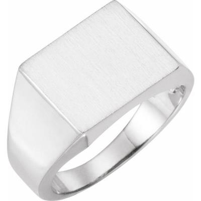 Mens Sterling Silver 15x14 mm Square Signet Ring
