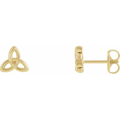 14K Yellow Gold Celtic-Inspired Trinity Earrings 