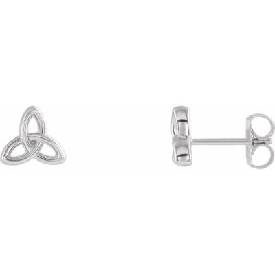 14K White Celtic-Inspired Trinity Earrings 