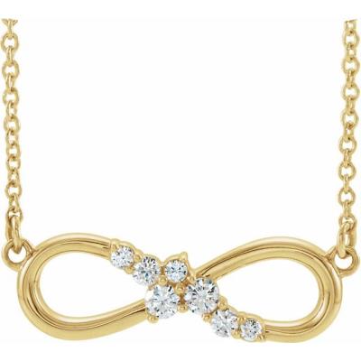14K Yellow Gold 1/8 CTW Diamond Infinity-Inspired Bar 18" Necklace