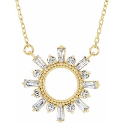 14K Yellow Gold 3/8 CTW Diamond Circle 16" Necklace