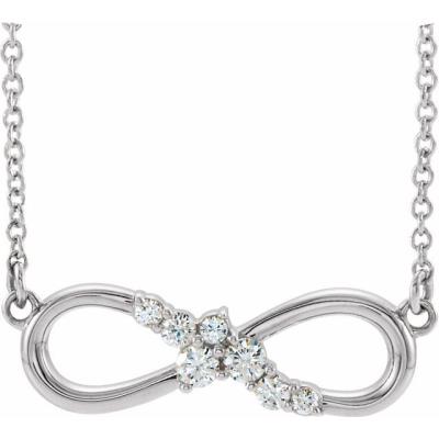 Sterling Silver 1/8 CTW Diamond Infinity-Inspired Bar 18" Necklace