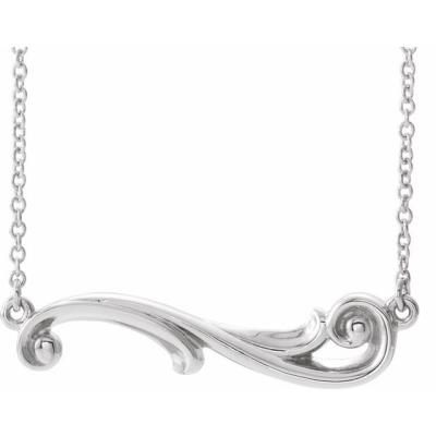 14K White Freeform Bar 18" Necklace   