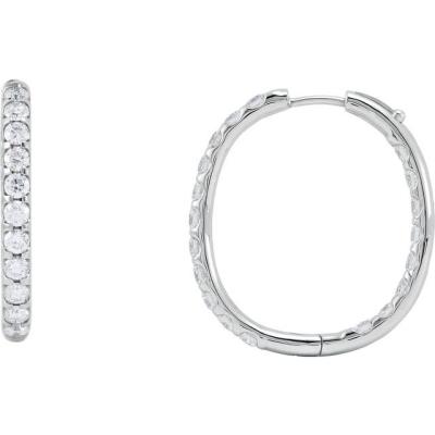 14K White 3 CTW Diamond Inside-Outside Hinged 27 mm Hoop Earrings