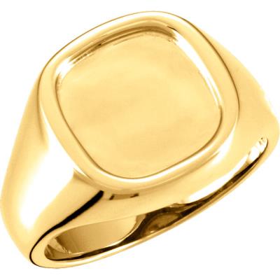 Mens 14K Yellow 12 mm Square Signet Ring