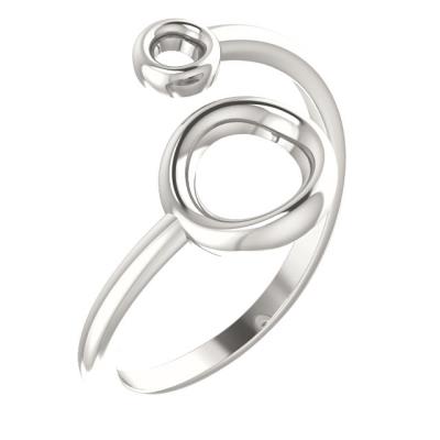 Ladies 14K White Double Circle Bypass Ring 