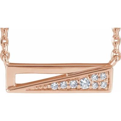 14K Rose .05 CTW Diamond Bar 18" Necklace  