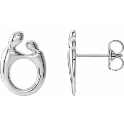 Sterling Silver 13x10 mm Mother and Child® Left Earring