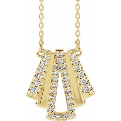14K Yellow Gold 1/5 CTW Diamond Art Deco 16" Necklace