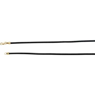 14K Yellow Gold 2 mm Black Leather 20" Cord 