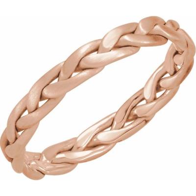 14K Rose 3.5 mm Hand-Woven Band Size 5.25