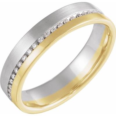 Mens 14K White/Yellow Gold 1/3 CTW Diamond 6mm Band Size 11