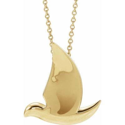 14K Yellow Gold Holy Spirit Dove 16-18" Necklace  