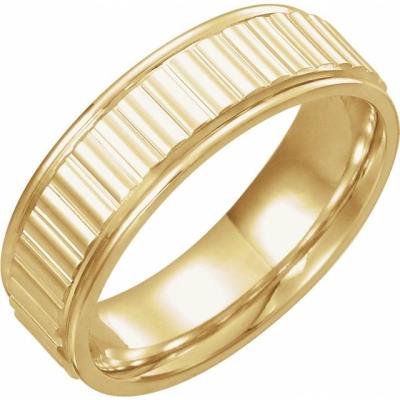 14K Yellow Gold 6 mm Ridged Band Size 11.5