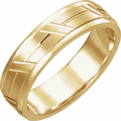 Mens 10K Yellow Gold 6 mm Grooved Band Size 11