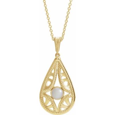 14K Yellow Gold Vintage-Inspired Freshwater Cultured Pearl 16-18" Necklace