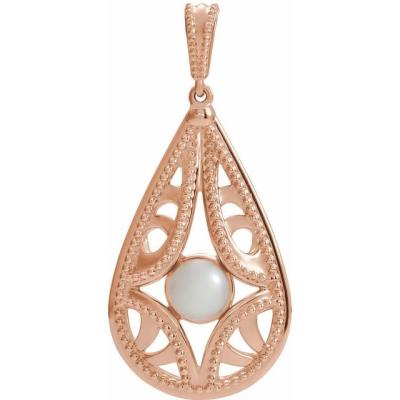 14K Rose Vintage-Inspired Freshwater Cultured Pearl Pendant