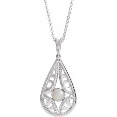 14K White Vintage-Inspired Freshwater Cultured Pearl 16-18" Necklace