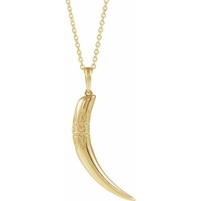 14K Yellow Gold 26.2x13.4 mm Tusk 16-18" Necklace