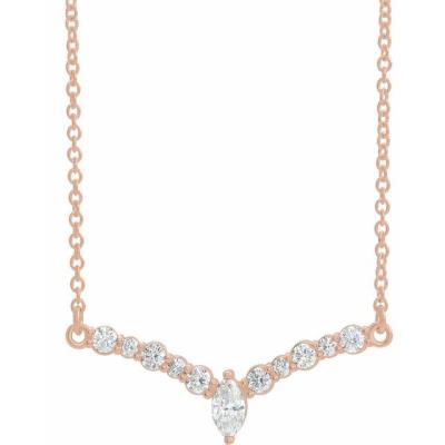 14K Rose 1/3 CTW Diamond 16" "V" Necklace 